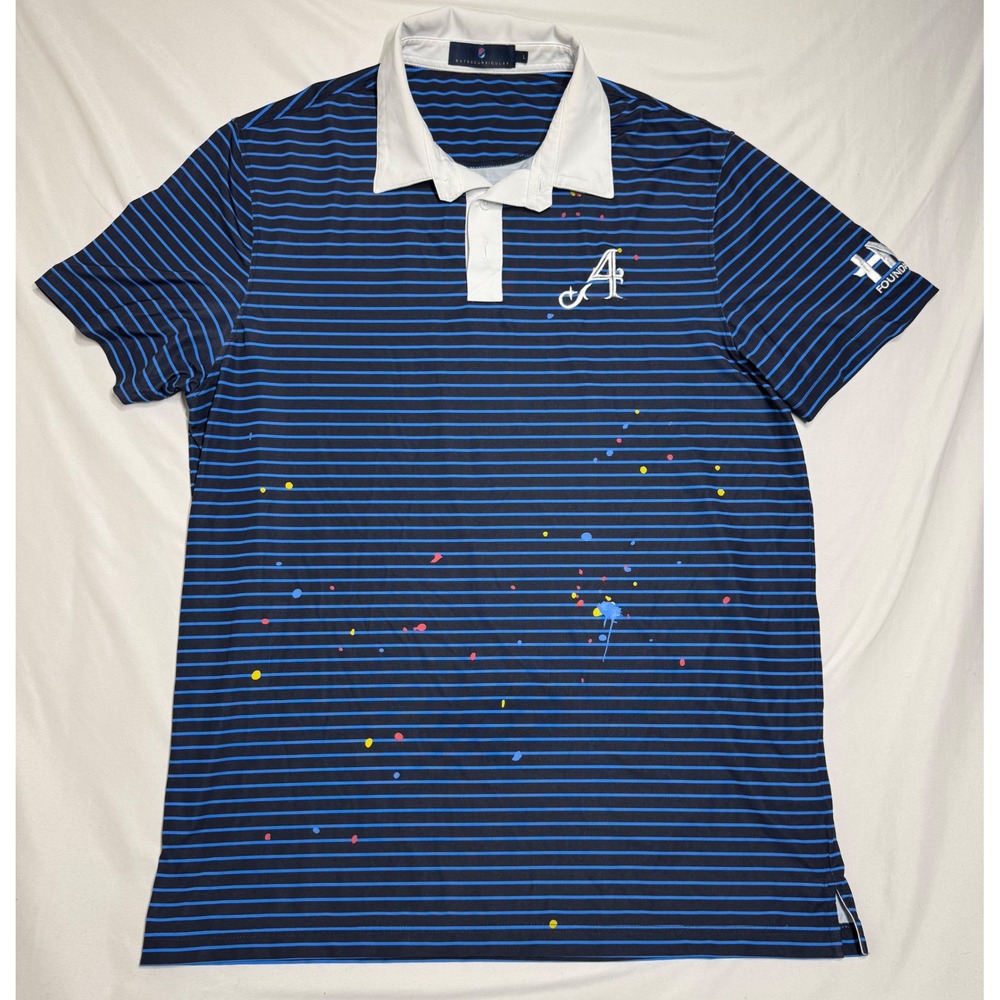 Extracurricular HV3 Foundation Golf Polo Shirt Mens Large Blue Striped Splatter